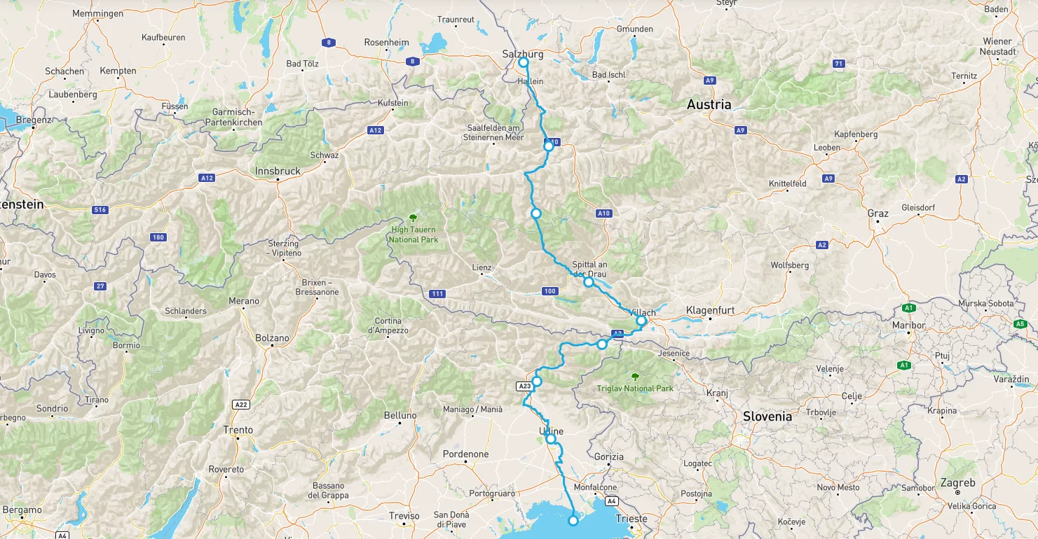Alpe Adria Radweg Karte